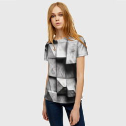 Женская футболка 3D Каменные плиты и обман зрения - фото 2