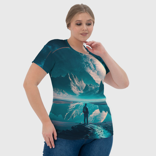 Женская футболка 3D Человек на неизвестной планете, цвет 3D печать - фото 6