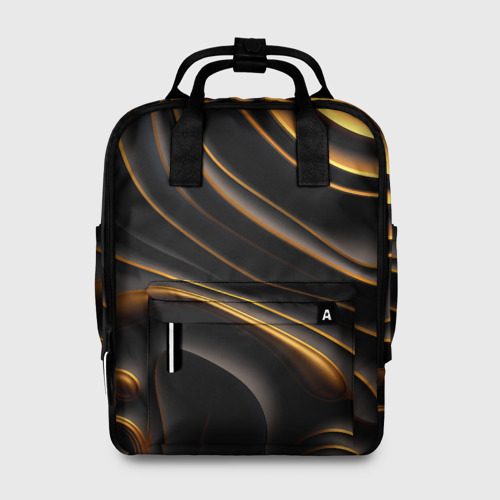 Женский рюкзак 3D с принтом Золотые барельефы, вид спереди #2