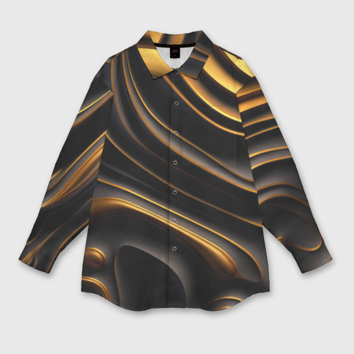 Женская рубашка oversize 3D с принтом Золотые барельефы, вид спереди #2