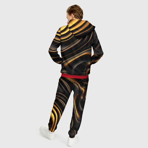 Мужской 3D костюм с принтом Золотые барельефы, вид сзади #2