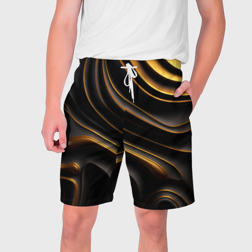 Мужские шорты 3D с принтом Золотые барельефы, вид спереди #2