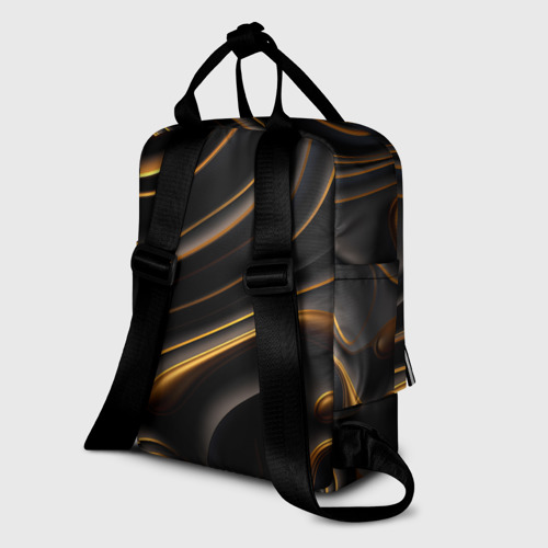 Женский рюкзак 3D с принтом Золотые барельефы, вид сзади #1