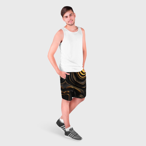 Мужские шорты 3D с принтом Золотые барельефы, фото на моделе #1