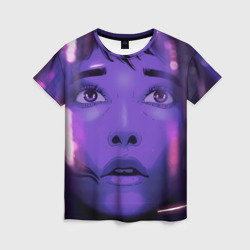 Женская футболка 3D Девушка в кибер сити