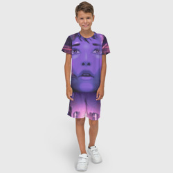 Детский костюм с шортами 3D Девушка в кибер сити - фото 2