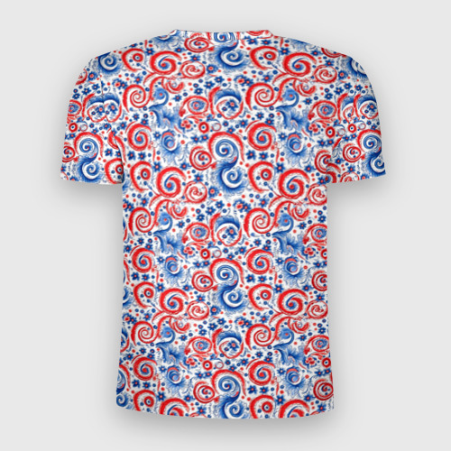 Мужская футболка 3D Slim с принтом Орнамент русский, вид сзади #1