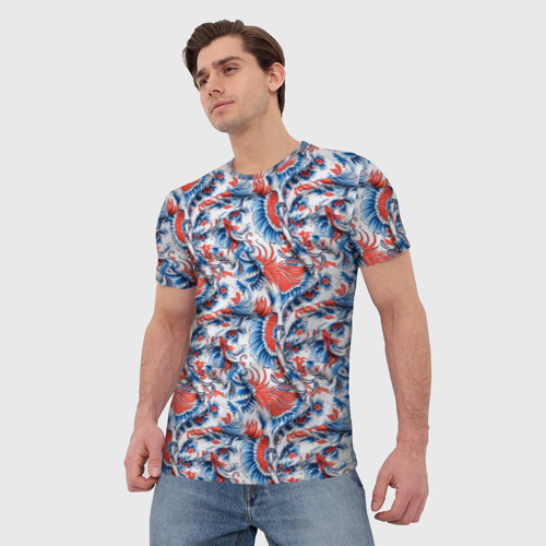 Мужская футболка 3D с принтом Русский орнамент паттерн, фото на моделе #1