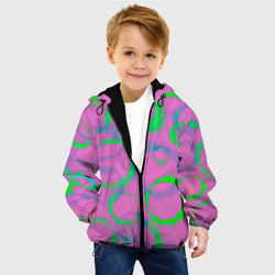 Детская куртка 3D Тай дай розовый с зеленым - фото 2