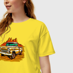 Женская футболка хлопок Oversize Шевроле грузовик - фото 2