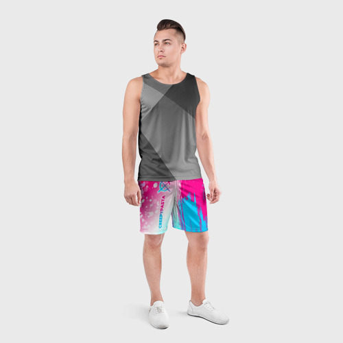 Мужские шорты спортивные CreepyPasta neon gradient style: по-вертикали, цвет 3D печать - фото 4