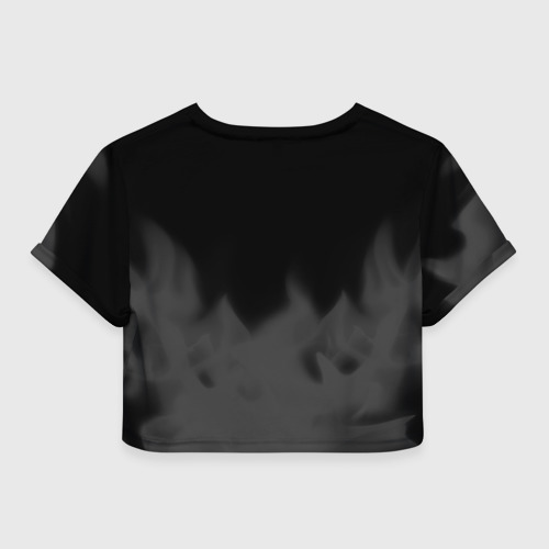 Женская футболка Crop-top 3D Doom glitch на темном фоне: символ сверху, цвет 3D печать - фото 2