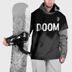 Накидка на куртку 3D Doom glitch на темном фоне: символ сверху