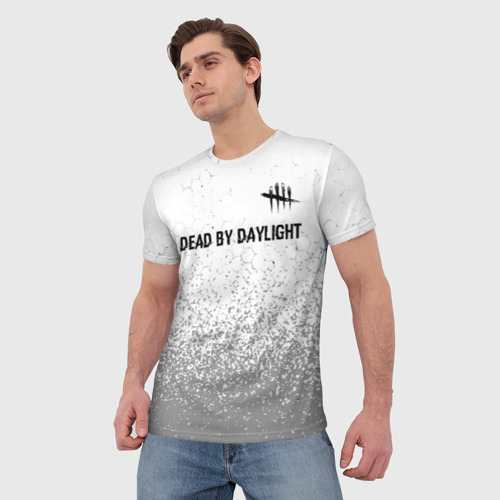 Мужская футболка 3D Dead by Daylight glitch на светлом фоне: символ сверху, цвет 3D печать - фото 3