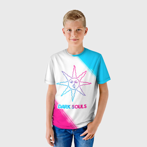 Детская футболка 3D Dark Souls neon gradient style, цвет 3D печать - фото 3