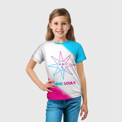 Детская футболка 3D Dark Souls neon gradient style, цвет 3D печать - фото 5