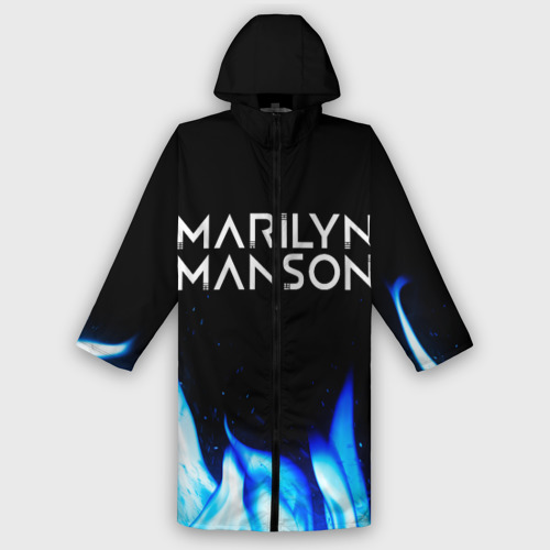 Мужской дождевик 3D Marilyn Manson blue fire, цвет белый