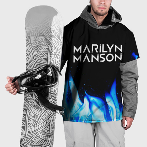 Накидка на куртку 3D Marilyn Manson blue fire, цвет 3D печать