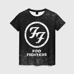 Женская футболка 3D Foo Fighters с потертостями на темном фоне