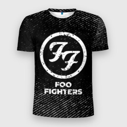 Мужская футболка 3D Slim Foo Fighters с потертостями на темном фоне