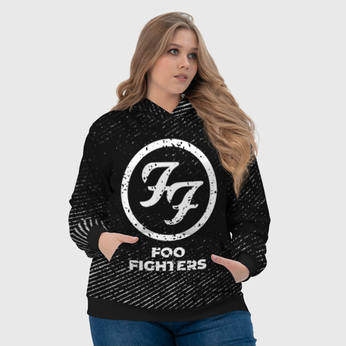 Женская толстовка 3D Foo Fighters с потертостями на темном фоне, цвет 3D печать - фото 6