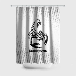 Штора 3D для ванной Scorpions с потертостями на светлом фоне