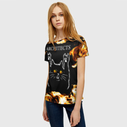 Женская футболка 3D Architects рок кот и огонь - фото 2