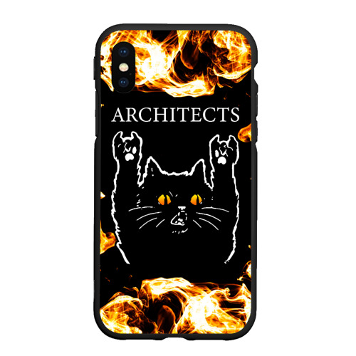 Чехол для iPhone XS Max матовый Architects рок кот и огонь