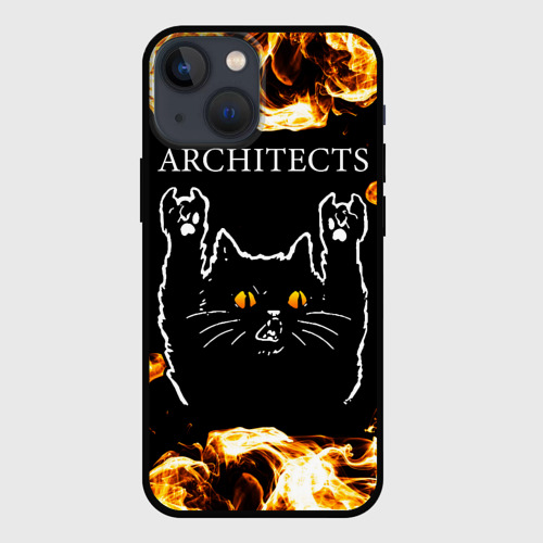 Чехол для iPhone 13 mini Architects рок кот и огонь