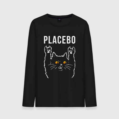 Мужской лонгслив хлопок Placebo rock cat, цвет черный