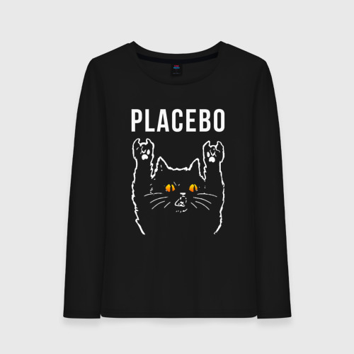 Женский лонгслив хлопок Placebo rock cat, цвет черный