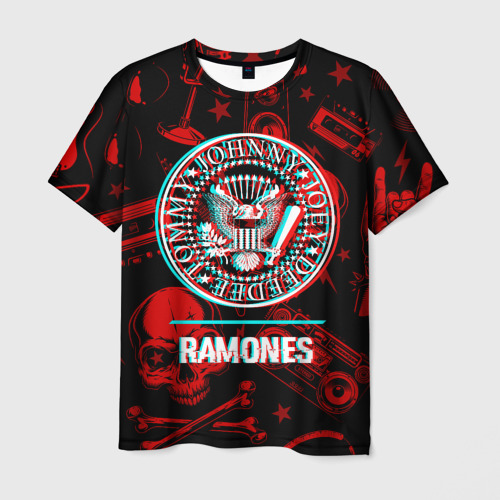 Мужская футболка 3D Ramones rock glitch, цвет 3D печать