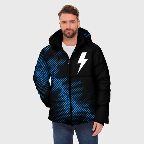 Мужская зимняя куртка 3D AC DC звуковая волна, цвет черный - фото 3