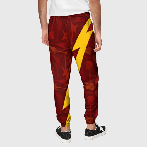 Мужские брюки 3D с принтом Foo Fighters гитары и молния, вид сзади #2