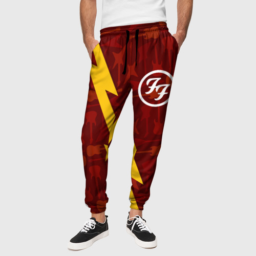 Мужские брюки 3D с принтом Foo Fighters гитары и молния, вид сбоку #3