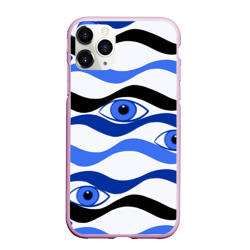 Чехол для iPhone 11 Pro Max матовый Глазки плывущие в голубых волнах