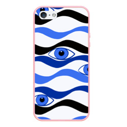 Чехол для iPhone 5/5S матовый Глазки плывущие в голубых волнах