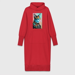 Платье удлиненное хлопок Модный котик - нейросеть