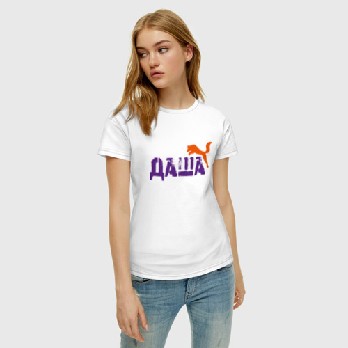 Женская футболка хлопок с принтом Даша и лиса, фото на моделе #1
