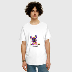 Мужская футболка хлопок Oversize Собака с надписью: Я спокоен - фото 2