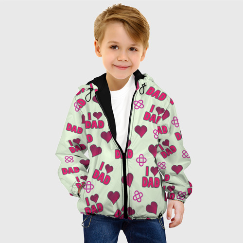 Детская куртка 3D Я люблю папу - надпись паттерн, цвет черный - фото 3