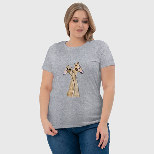 Женская футболка хлопок с принтом Нежные жирафы, фото #4