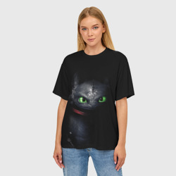 Женская футболка oversize 3D Беззубик в темноте - фото 2