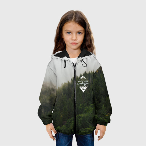 Детская куртка 3D с принтом Я из Сибири на фоне леса, вид сбоку #3