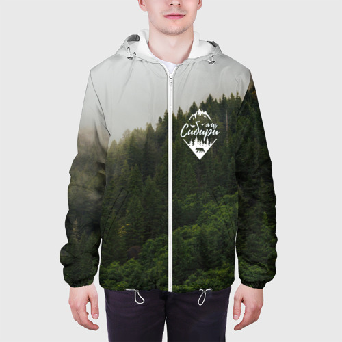 Мужская куртка 3D Я из Сибири на фоне леса, цвет 3D печать - фото 4