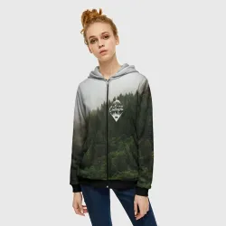 Женская толстовка 3D на молнии Я из Сибири на фоне леса - фото 2