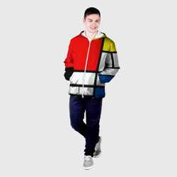 Мужская куртка 3D Мондриан композиция с красным желтым синим - фото 2