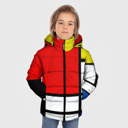 Зимняя куртка для мальчиков 3D Мондриан композиция с красным желтым синим - фото 2