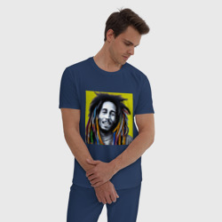 Мужская пижама хлопок Разноцветные дреды Боба Марли граффити - фото 2