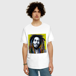 Мужская футболка хлопок Oversize Разноцветные дреды Боба Марли граффити - фото 2